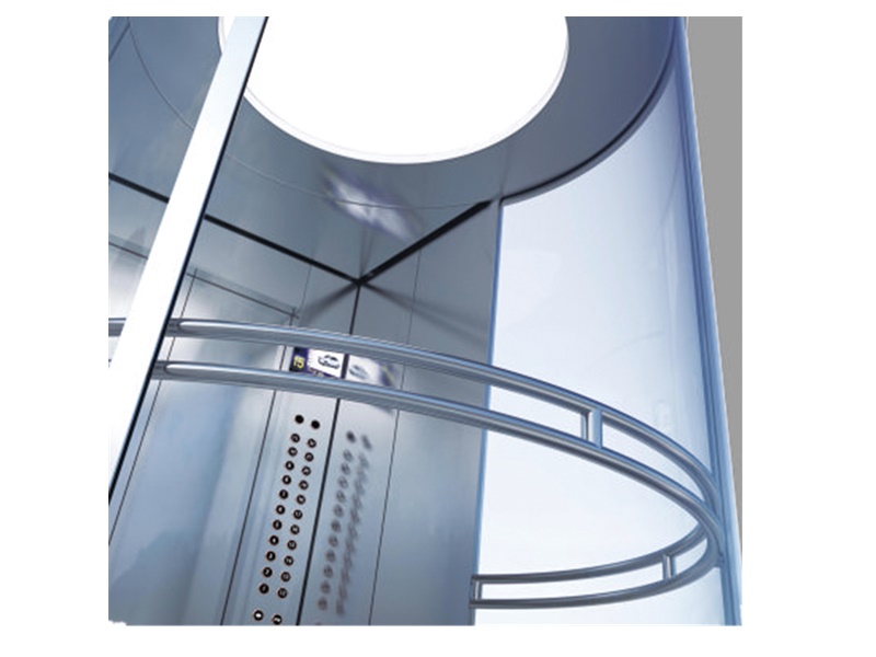 Glass Elevator with Curved Cabin